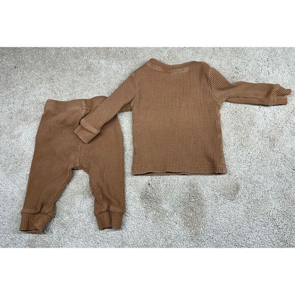 MEBIE BABY Unisex Stretchy Ribbed 2 pc Outfit - Picture 2 of 6